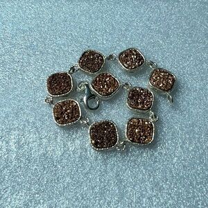 Milor Sterling Silver Gold Druzy Link Bracelet